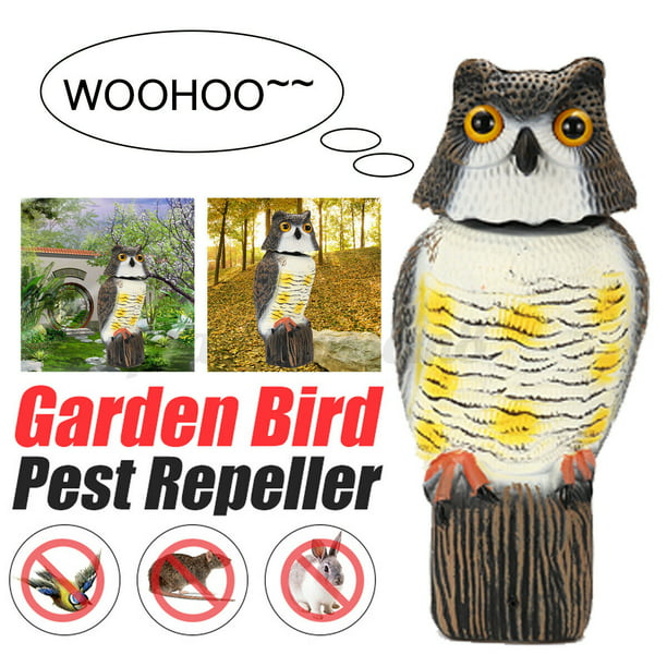 Fake Horned Owl Bird Scarecrow Decoy Deterrents Outdoor Nature Pest Repellent 
